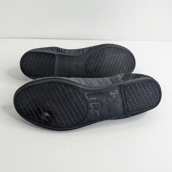Rothy's Shoes The Flat Round Toe Women 8 Black Stripe Ballet Slip On Washable - Picture 9 of 12
